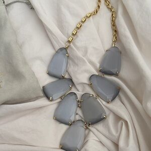 Kendra Scott Gold Chain Gray Faceted Statement Necklace